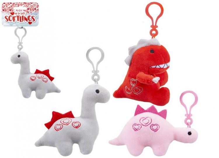 Soft Plush 10cm Love Dinosaur With Clip ( Assorted Colours ) - Click Image to Close