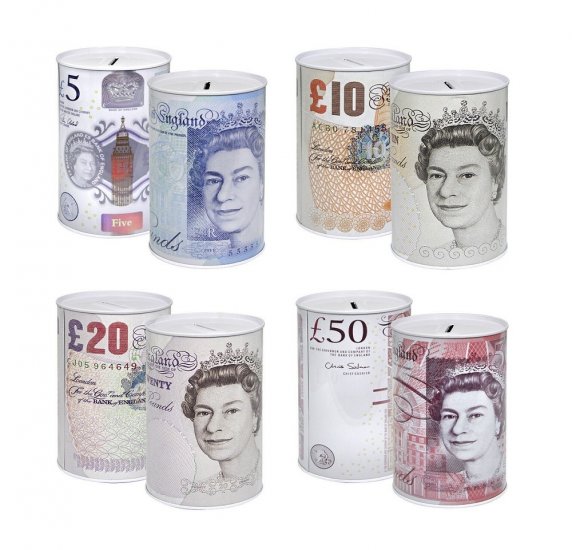 Medium Pound Note Design Money Tin Box - Click Image to Close