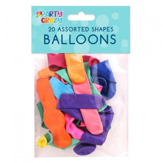 Standard Assorted Shape Balloons 20 Pack - Click Image to Close