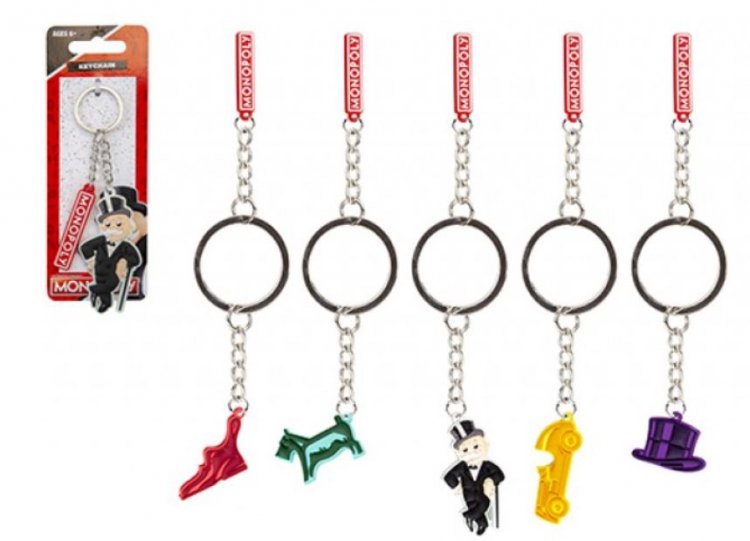 Monopoly 5cm 2D Rubber Keyring With Charm ( Assorted ) - Click Image to Close