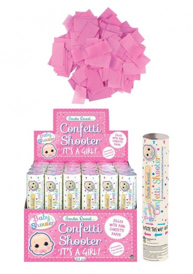 Gender Reveal Its A Girl Paper Confetti Cannon Shooter 20cm - Click Image to Close