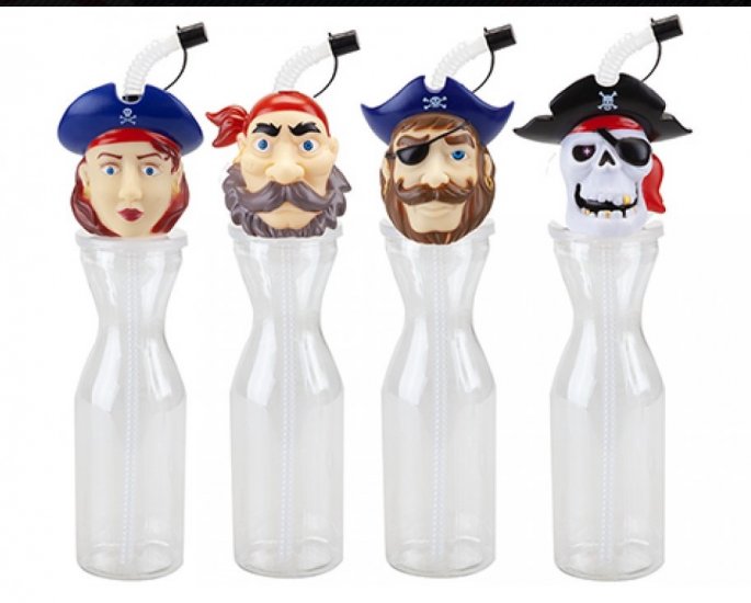 Pirate Shaped Drinking Bottle 500ml ( Assorted Colors ) - Click Image to Close