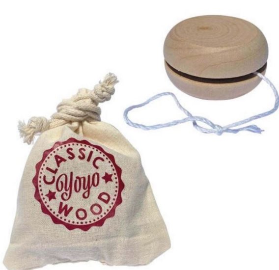 Wooden Yoyo 5.5cm In Cotton Bag - Click Image to Close