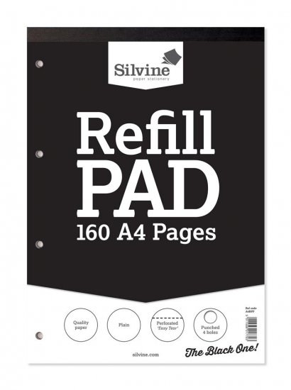 Silvine A4 Refill Pad Perforated Plain 160 Pages - Click Image to Close