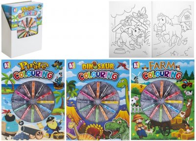 A4 Boys Colouring Book With 12 Crayons ( Assorted Designs )