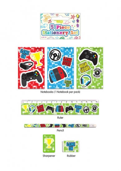 Gamer Stationery Set Of 5 - Click Image to Close