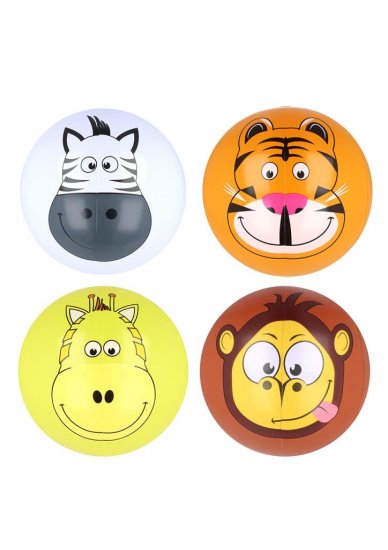 Inflatable Beach Ball with Jungle Faces 30cm - Click Image to Close