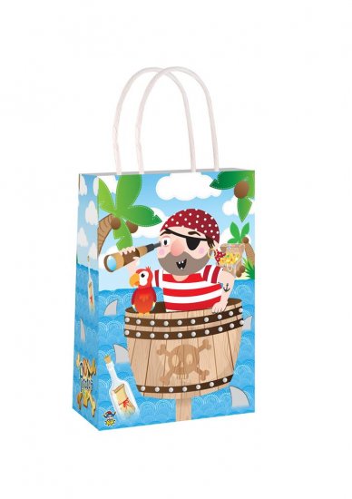 Pirate Paper Party Bag With Handles 14cm x 21 cm x 7cm - Click Image to Close