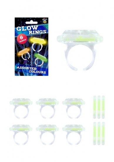 Glow in the Dark Rings 6pcs - Click Image to Close