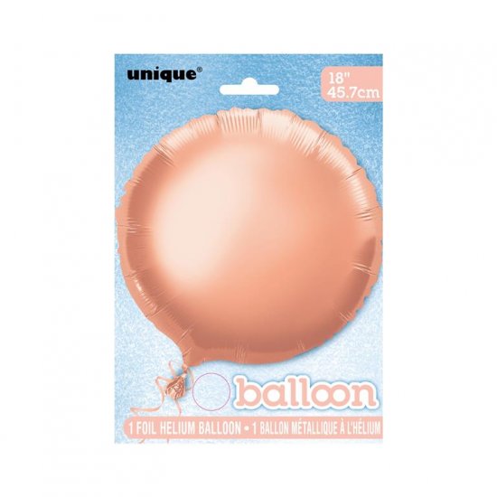 Rose Gold Solid Round Foil Balloon 18" - Click Image to Close