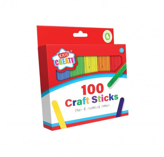 Kids Create Activity 100 Pack Lolly Sticks - Click Image to Close