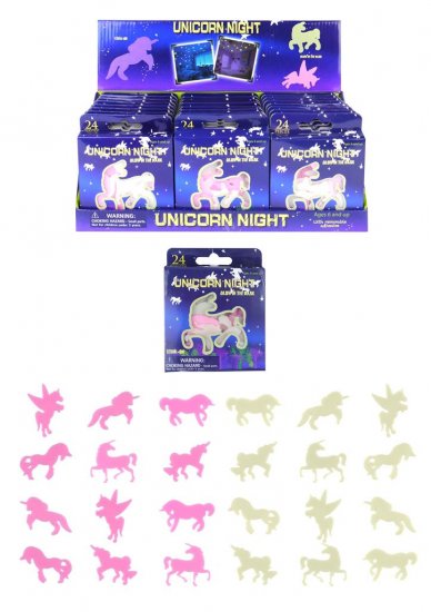Glow in the Dark Unicorn Shape Stickers 24 Pack - Click Image to Close