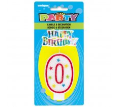 Number 0 Glitter Birthday Candle With Cake Decoration