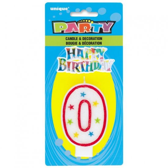 NUMBER 0 GLITTER BIRTHDAY CANDL W/HB DCR - Click Image to Close