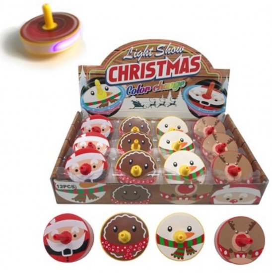 Christmas Light Up Spinning Tops 5.5cm - Click Image to Close