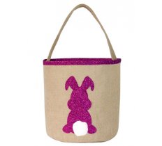 Easter Jute Bucket With Pink Bunny