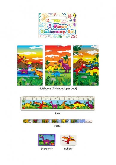 Dinosaur Stationery Set Of 5 - Click Image to Close