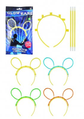 Glow Headband With Ears 4 Piece Set