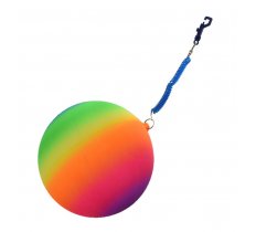 *** DISC *** 10" ( 25cm ) Neon Rainbow Ball With Keychain