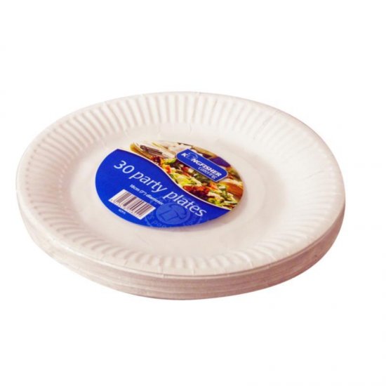 7" ( 18cm ) White Paper Disposable Plates 30 Pack - Click Image to Close