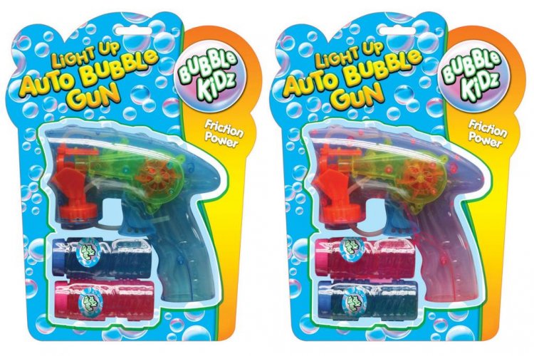 Light Up Auto Bubble Gun With 2 Bubble Tubs - Click Image to Close