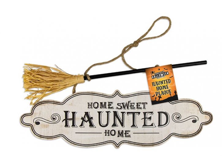 HALLOWEEN HAUNTED HOME PLAQUE 40X36CM - Click Image to Close