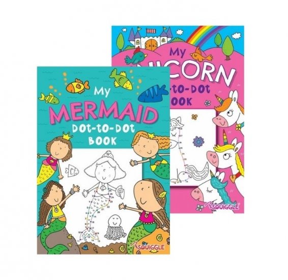 Mermaid & Unicorn Dot-To-Dot Colouring Book - Click Image to Close