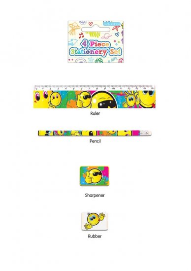 Smiley Face Stationery Set Of 4 - Click Image to Close