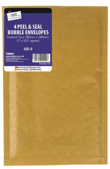 Tallon Bubble Envelopes 4 Pack 180X265 - Click Image to Close