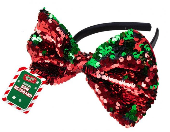 Reversible Sequin Bow Headband - Click Image to Close