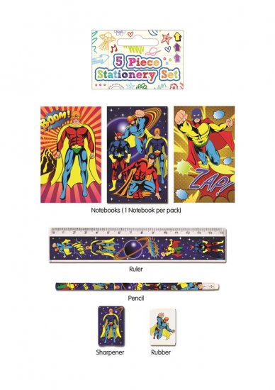 Super Hero Stationery Set Of 5 - Click Image to Close