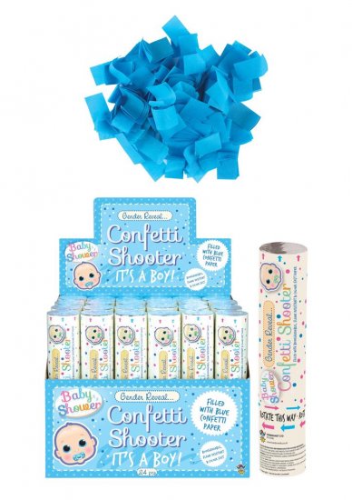 Gender Reveal Its A Boy Paper Confetti Cannon Shooter 20cm - Click Image to Close