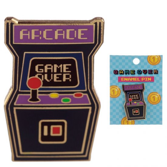 Novelty Arcade Game Over Pin Badge - Click Image to Close