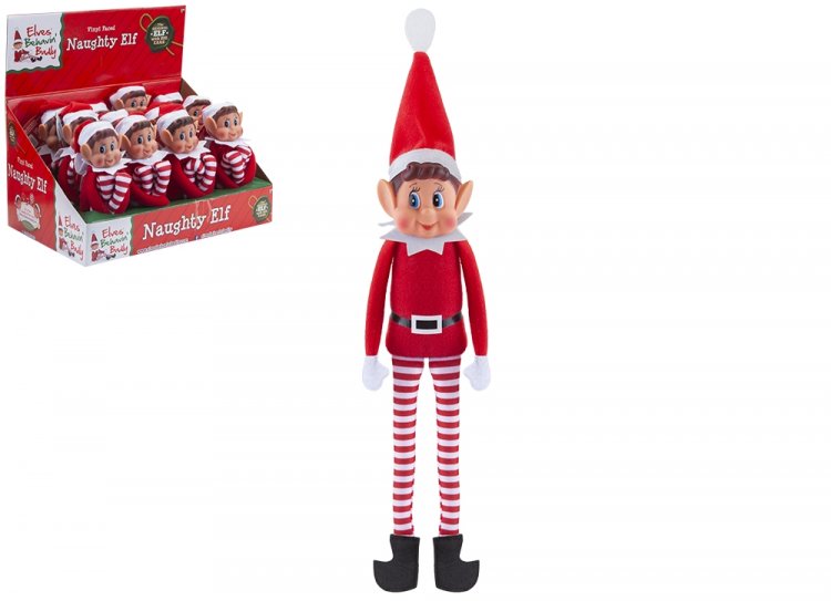 12" 30cm Red Long Leg Soft Body Vinyl Face Boy Elf With Hat - Click Image to Close
