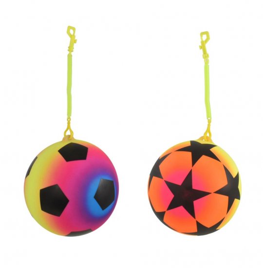 Neon Star & Pentagon Design Ball With Keychain 10" ( 25cm ) - Click Image to Close