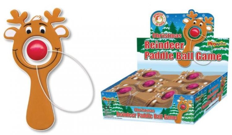 48 X Reindeer Paddle Ball Game 10cm ( 27p EACH) - Click Image to Close