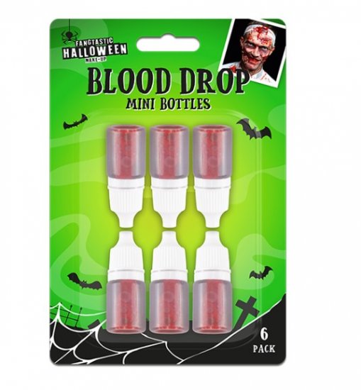Halloween Blood Drop Mini Bottles 6 Pack - Click Image to Close