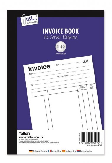 Tallon Invoice Book-No Carbon Required - Click Image to Close