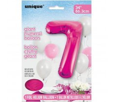 Pink Number 7 Shaped Foil Balloon 34"