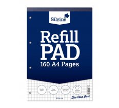 Silvine A4 Refill Pad Perforated 5mm Squares 160 Pages