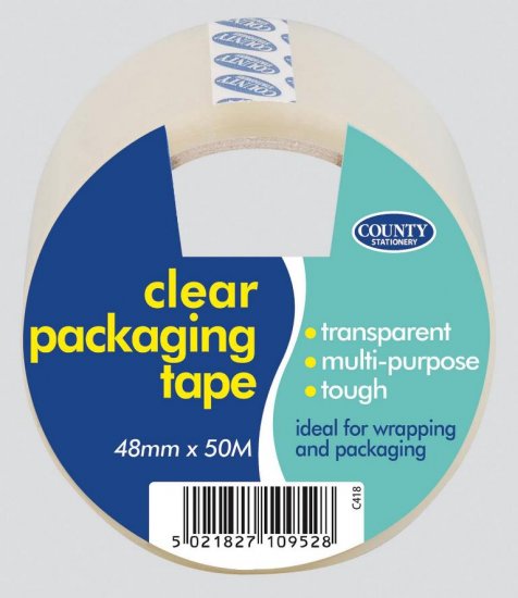County Clear Packing Tape ( 48mm X 50M ) 6 Pack - Click Image to Close