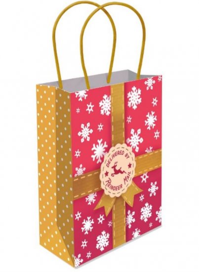 Reindeer Mail Paper Bag With Handles Large - Click Image to Close