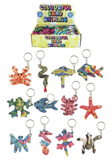 Colourful Sand Animals On Keyring - Click Image to Close
