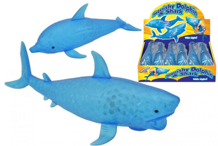 Light Up Squeeze Squishy Shark & Dolphin Toy - Click Image to Close