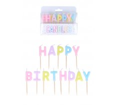 Pastel Happy Birthday Candles 13 Pack