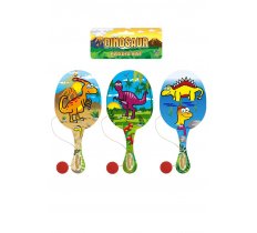 Dinosaur 22cm Wooden Paddle Bat And Ball Game