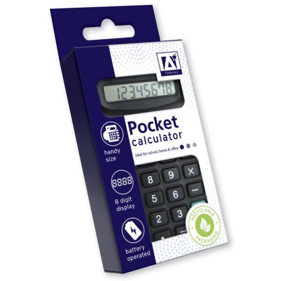 Stationery Pocket Calculator ( Black ) - Click Image to Close