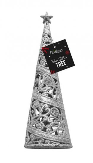 Silver Christmas Tree 24cm - Click Image to Close