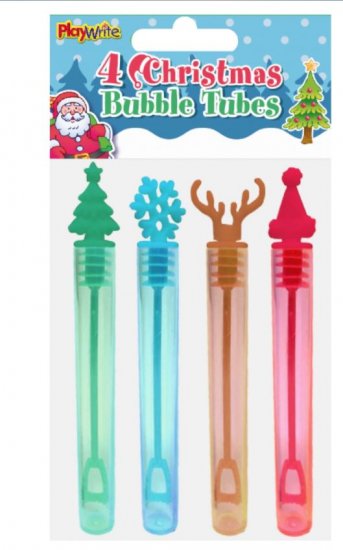 CHRISTMAS BUBBLE TUBES 4PACK - Click Image to Close