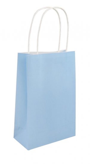 Baby Blue Paper Party Bag With Handles 14cm X 21 cm X 7cm - Click Image to Close